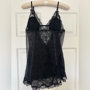 NWOT Vintage Y2K 2008 Victoria's Secret Very Sexy Black Lace Mesh Chemise Size L